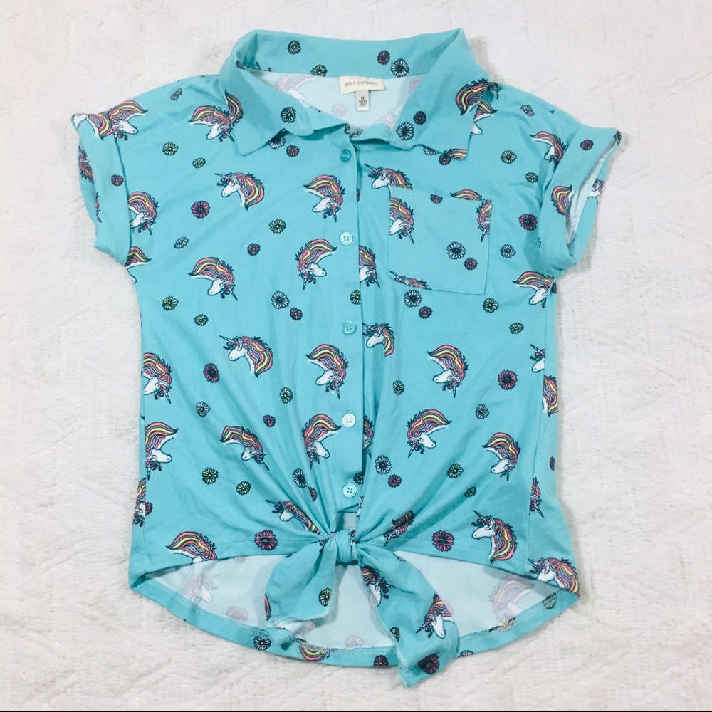 Self Esteem Sz M Knot Front Cuffed Sleeves Shirt